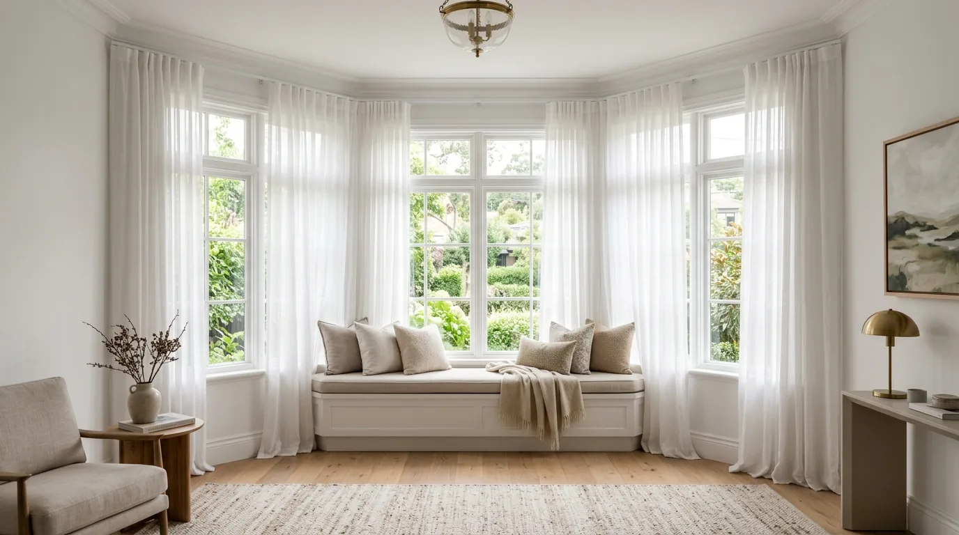 15 Beautiful Bay Window Curtains for a Soft and Elegant Frame